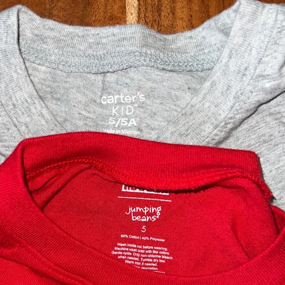 Carter's Festive Red and Gray Long Sleeve Tees